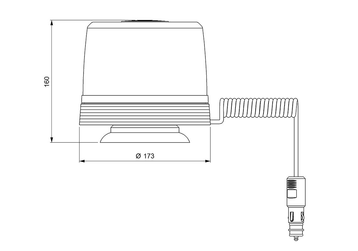 Rundumkennleuchte ARIES, mit Magnetfuss, mit gelieferten H1 12 und 24V Glühbirnen